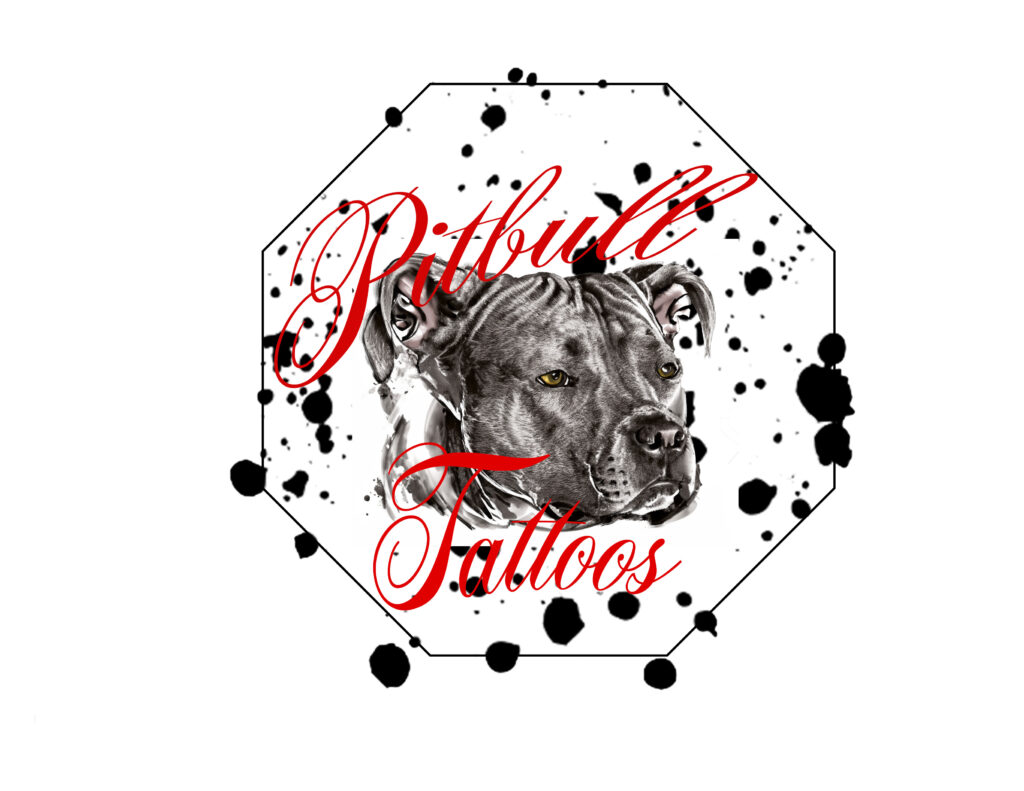 Pit bull Tattoo in Octagonal logo Design. A Graphic Design by Gravity Centric Design. Graphic Designer Redding CA